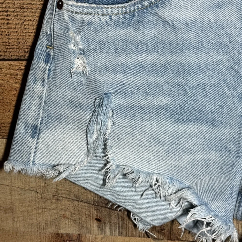 AGOLDE Parker Cut Off Jean Shorts Distressed High-Waisted size 28 Light Wash